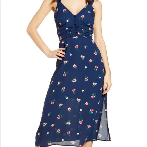 Sleeveless Navy Floral Midi Dress - Picture 7 of 7
